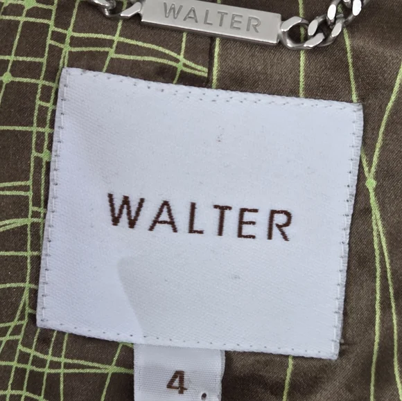 WALTER Green Cream Houndstooth Wool Blend Tweed Cropped Jacket Size 4 - Picture 7 of 12